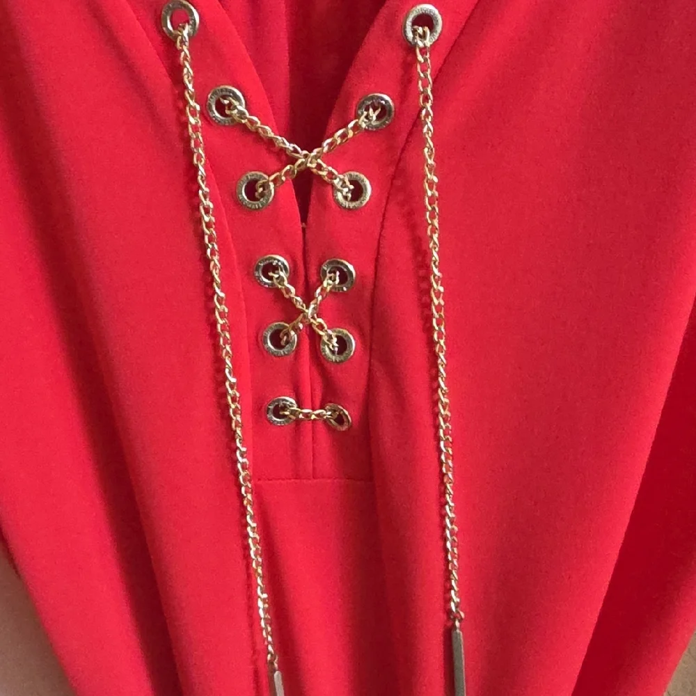 Michael Kors Red Lace-Up Long Sleeve Dress - Picture 4 of 5